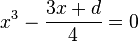 x^3 - \frac{3x+d}{4}=0