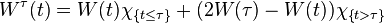  W^\tau(t) = W(t)\chi_\left\{t \leq \tau\right\} + (2W(\tau) - W(t))\chi_\left\{t > \tau\right\}