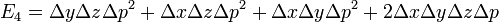 E_{4} = \Delta y \Delta z \Delta p^{2} + \Delta x \Delta z \Delta p^{2} + \Delta x \Delta y \Delta p^{2} + 2 \Delta x \Delta y \Delta z \Delta p