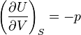 \left ( \frac{\partial U}{\partial V} \right )_S = -p