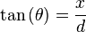  \tan\left ( \theta \right )= \frac{x}{d} 