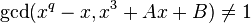 \gcd(x^{q}-x, x^{3} + Ax + B)\neq 1