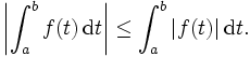 \left| \int_{a}^{b} f(t) \, \mathrm{d} t \right| \leq \int_{a}^{b} | f(t) | \, \mathrm{d} t.