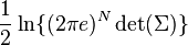 \frac{1}{2}\ln\{(2\pi e)^{N} \det(\Sigma)\}