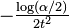 \textstyle -\frac{\log(\alpha/2)}{2t^2}