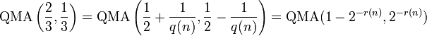 \mbox{QMA}\left(\frac{2}{3},\frac{1}{3}\right) =\mbox{QMA}\left(\frac{1}{2}+\frac{1}{q(n)},\frac{1}{2}-\frac{1}{q(n)}\right)=\mbox{QMA}(1-2^{-r(n)},2^{-r(n)})