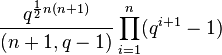 \frac{q^{\frac{1}{2} n(n+1)}}{(n+1,q-1)} \prod_{i=1}^n(q^{i+1}-1)