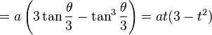 = a \left(3 \tan \frac{\theta}{3} - \tan^3 \frac{\theta}{3} \right) = at(3-t^2)