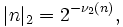 |n|_2 = 2^{-\nu_2(n)},