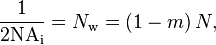 \frac{1}{2 \mathrm{NA_i}} = N_\mathrm{w} = (1-m)\, N, 