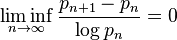 \liminf_{n\to\infty}\frac{p_{n+1}-p_n}{\log p_n}=0