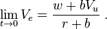  \lim_{t \rightarrow 0} V_{e} = \frac{w + b V_{u } }{r+b}  \; .  