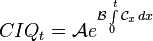 CIQ at time t = A-level Activity augmented by the exponential effect of the two activities: B-level Activity times the sum total effect of all prior C-level Activity