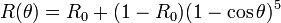 R(\theta) = R_0 + (1 - R_0)(1 - \cos \theta)^5