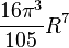 \frac{16\pi^3}{105} R^7