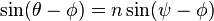 \sin(\theta - \phi) = n \sin(\psi - \phi)