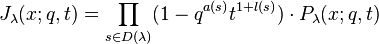 J_\lambda(x;q,t)=\prod_{s\in D(\lambda)}(1-q^{a(s)}t^{1+l(s)})\cdot P_\lambda(x;q,t)