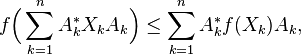  f\Bigl(\sum_{k=1}^nA_k^*X_kA_k\Bigr)\leq\sum_{k=1}^n A_k^*f(X_k)A_k, 