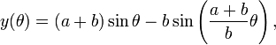 y (\theta) = (a + b) \sin \theta - b \sin \left( \frac{a + b}{b} \theta \right),