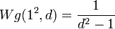 \displaystyle Wg(1^2,d) = \frac{1}{d^2-1}