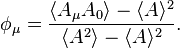  \phi_{\mu} = \frac{ \langle A_{\mu}A_{0} \rangle - \langle A \rangle^{2} }{ \langle A^{2} \rangle - \langle A \rangle^{2}}.