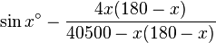  \sin x^\circ - \frac{4 x (180-x)}{40500 - x(180-x)}