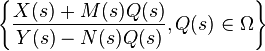 \left\{ \frac{X(s)+M(s)Q(s)}{Y(s) - N(s)Q(s)}, Q(s) \in \Omega \right\}