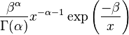 \frac{\beta^\alpha}{\Gamma(\alpha)} x^{-\alpha - 1} \exp \left(\frac{-\beta}{x}\right)