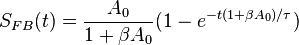 S_{FB}(t) =  \frac {A_0} {1+ \beta A_0}(1 -   e^{-t (1 + \beta A_0)/ \tau})