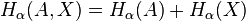 H_\alpha(A,X) = H_\alpha(A) + H_\alpha(X)\;