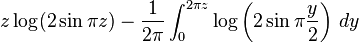 z\log(2\sin \pi z)-\frac{1}{2\pi}\int_0^{2\pi z}\log\left(2\sin \pi \frac{y}{2} \right)\,dy