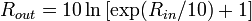 R_{out}=10 \ln \left[\exp(R_{in}/10)+1\right]