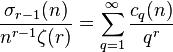 \frac{\sigma_{r-1}(n)}{n^{r-1}\zeta(r)}= \sum_{q=1}^\infty \frac{c_q(n)}{q^{r}} 