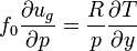  f_{0} \frac{\partial u_g}{\partial p} = \frac{R}{p} \frac{\partial T}{\partial y} 