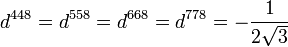 d^{448} = d^{558} = d^{668} = d^{778} = -\frac{1}{2\sqrt{3}} \,