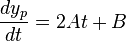 \frac{d y_p}{dt} = 2 A t + B