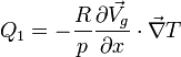  Q_1 = - \frac{R}{p} \frac{\partial \vec{V_g}}{\partial x} \cdot \vec{\nabla} T 