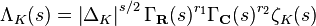 \Lambda_K(s)=\left|\Delta_K\right|^{s/2}\Gamma_\mathbf{R}(s)^{r_1}\Gamma_\mathbf{C}(s)^{r_2}\zeta_K(s)