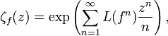 \zeta_f(z) = \exp \left( \sum_{n=1}^\infty L(f^n) \frac{z^n}{n} \right), 