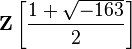 \mathbf{Z}\left[ \frac{1+\sqrt{-163}}{2}\right]