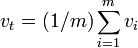 v_t = (1/m) \sum_{i=1}^m v_i