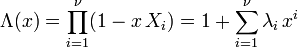 \Lambda(x) = \prod_{i=1}^\nu (1- x \, X_i) = 1 + \sum_{i=1}^\nu \lambda_i \, x^i