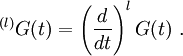 {}^{(l)}G(t) = \left( \frac{d}{dt} \right)^l G(t)\ .