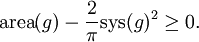  \mathrm{area}(g) - \frac{2}{\pi} \mathrm{sys}(g)^2 \geq 0.  