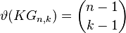  \vartheta(KG_{n,k}) = \binom{n-1}{k-1} 