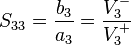 S_{33} = \frac{b_3}{a_3} = \frac{V_3^-}{V_3^+}\,