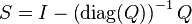 S = I - \left( \operatorname{diag}(Q) \right)^{-1} Q