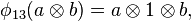 \phi_{13}(a \otimes b) = a \otimes 1 \otimes b,