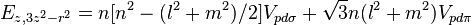 E_{z,3z^2-r^2} = n [n^2 - (l^2 + m^2) / 2] V_{pd\sigma} +
\sqrt{3} n (l^2 + m^2) V_{pd\pi}