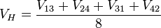 V_H = \frac{V_{13} + V_{24} + V_{31} + V_{42}}{8}